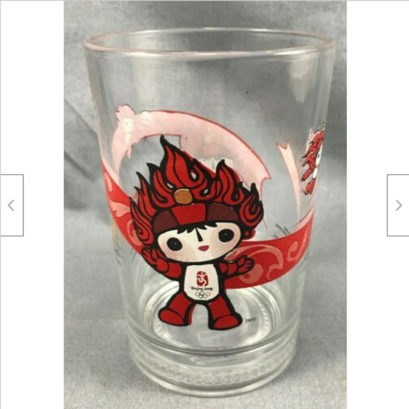 2008 McDonalds Beijing Olympics Red HuanHuan Cycling 16 oz Glass Collectable - Picture 8 of 9
